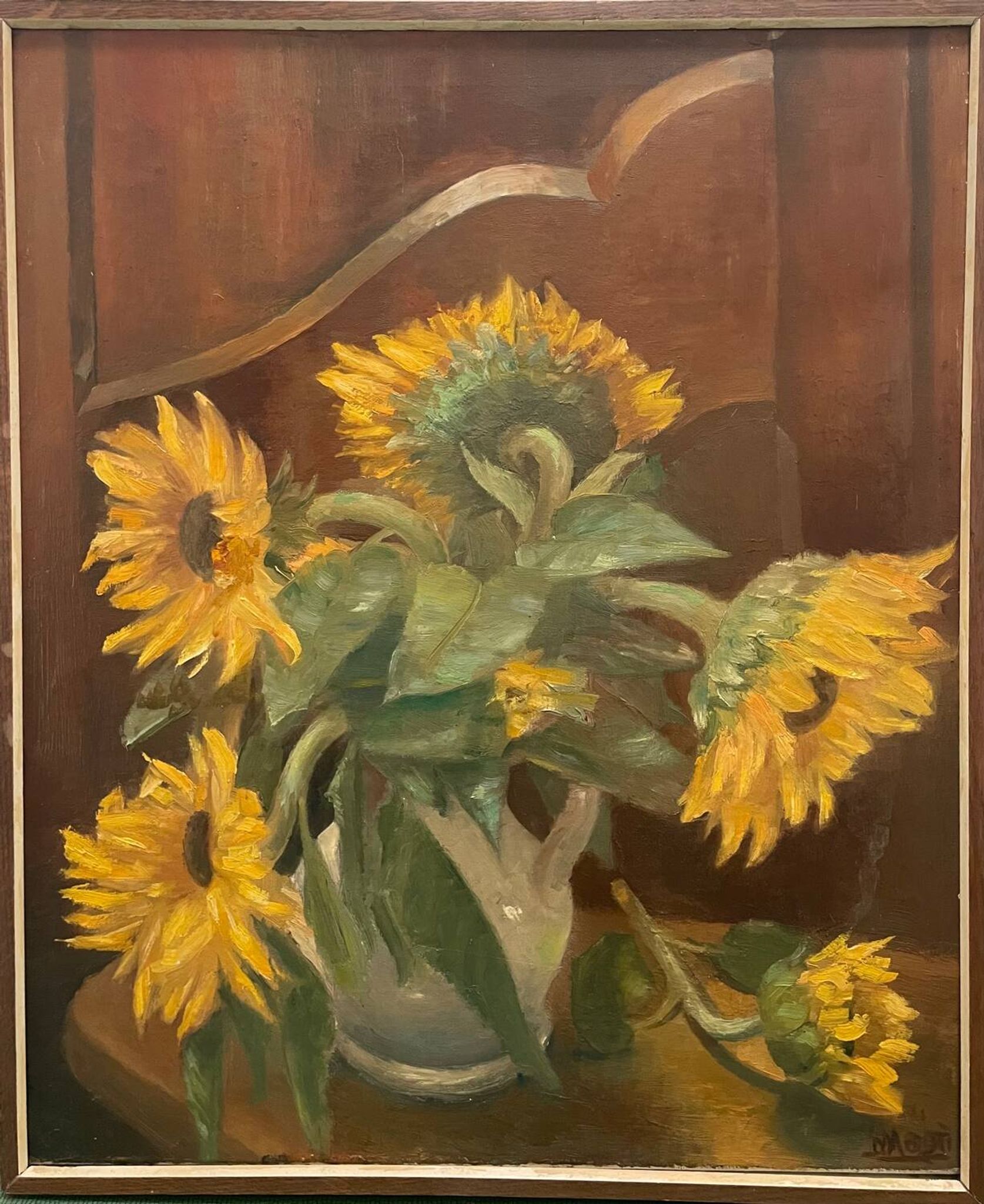 Tableau nature morte aux tournesols XXe