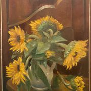 Tableau nature morte aux tournesols XXe