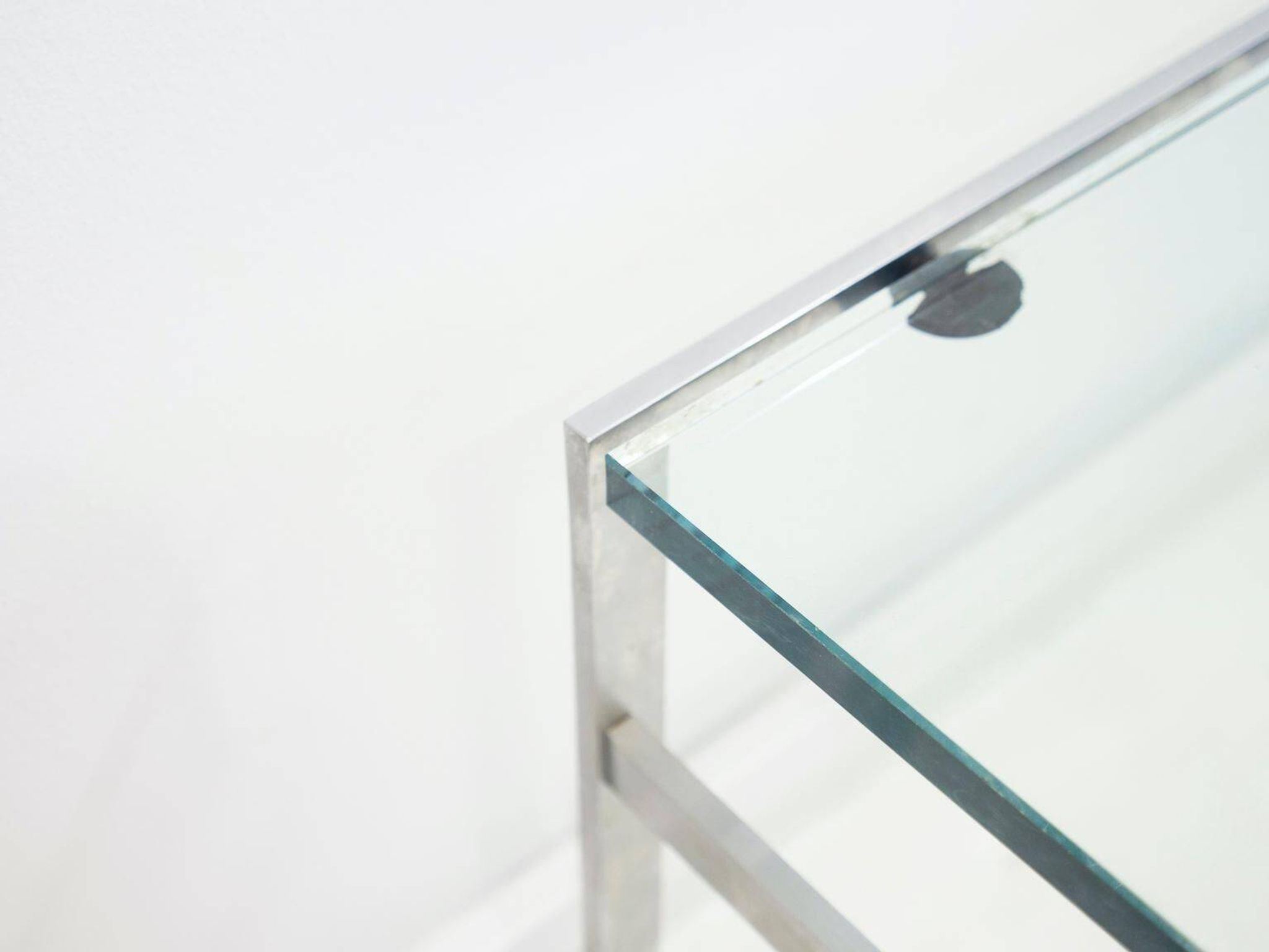 Table basse en acier et verre de Preben Fabricius et Jørgen Kastholm
