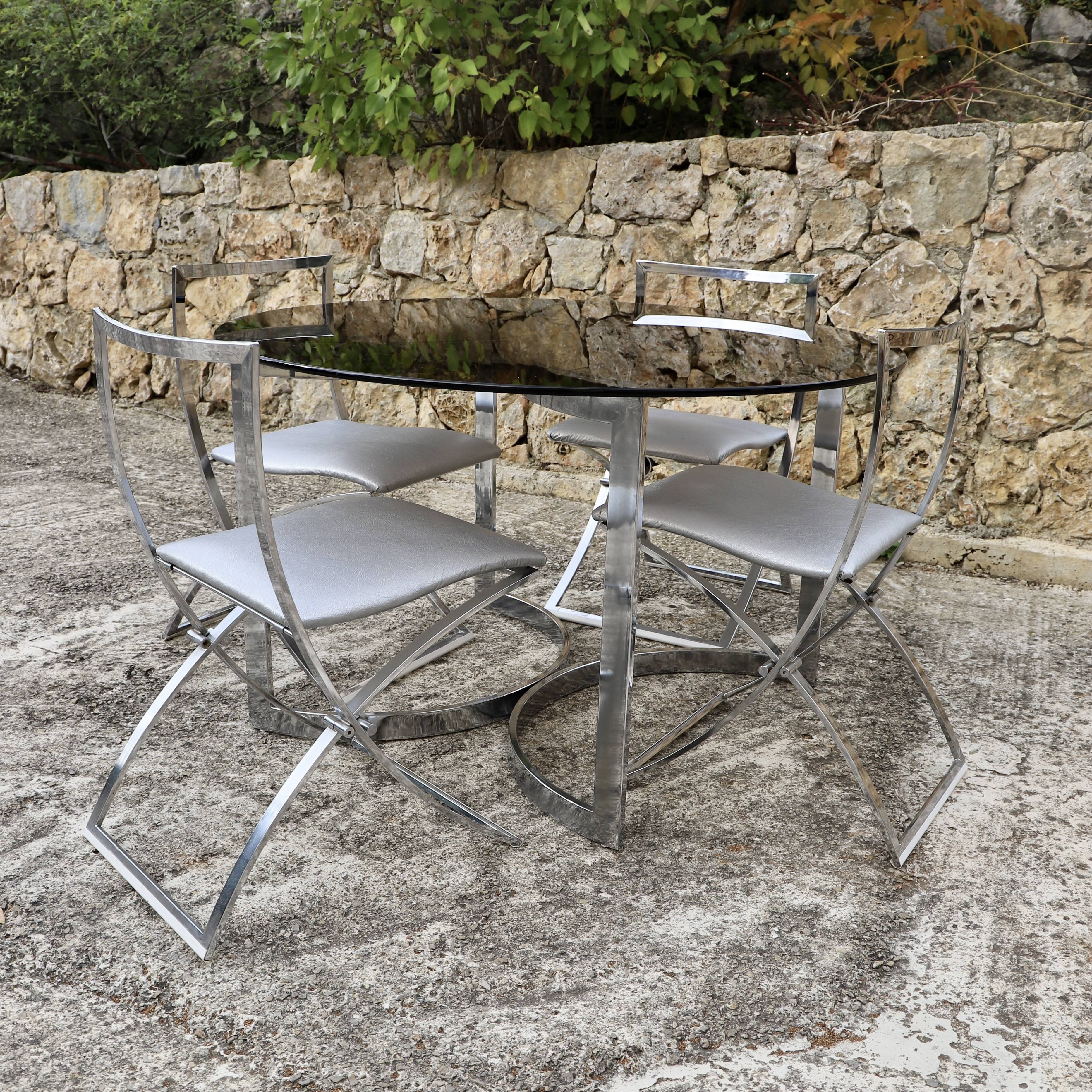 Marcello Cuneo model 4 chairs series "Luisa" 1970