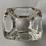Individual ashtray in colorless crystal signed daum france followed by a cross of lorraine