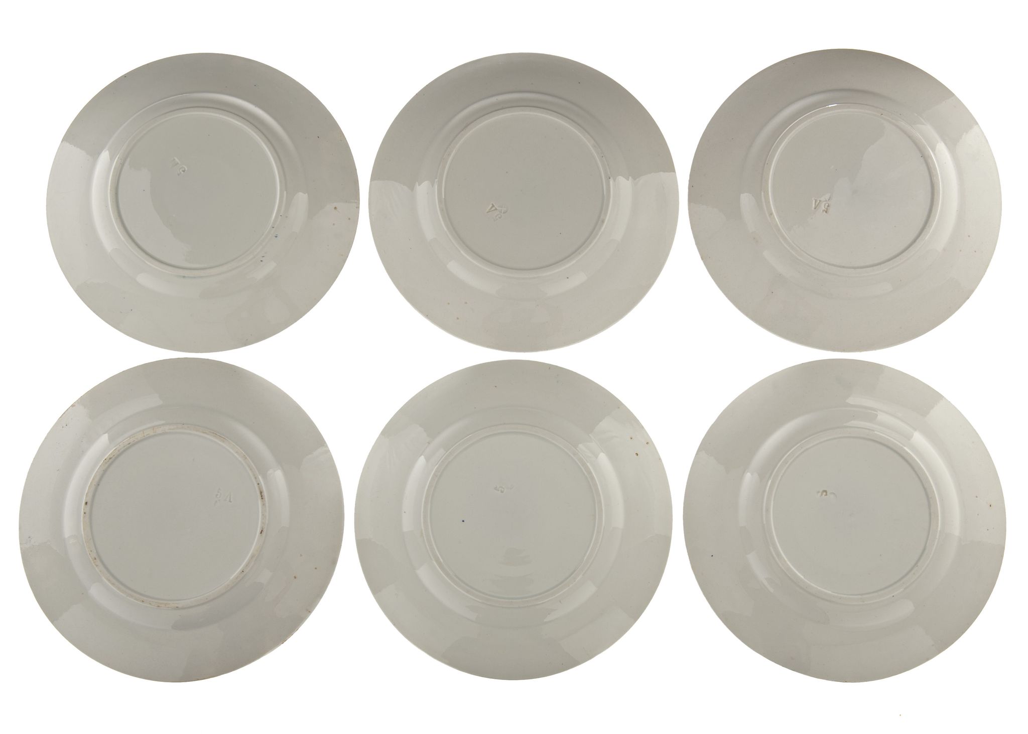 6 assiettes plates anciennes faïence de france décor floral bleu