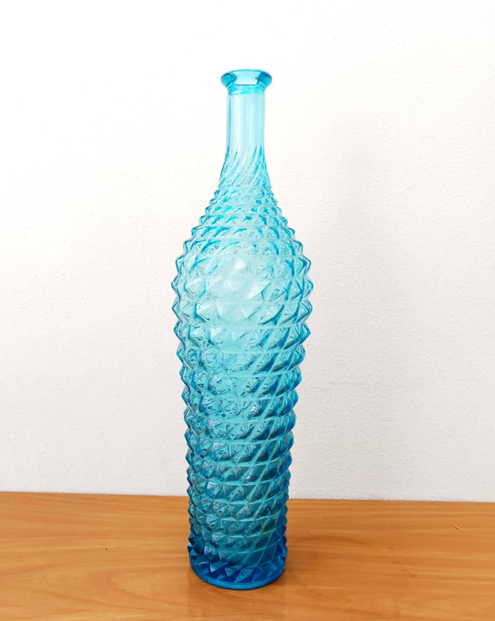 Diamond bottle in blue Empoli glass 1950