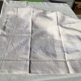 Drap 2 places BL lin neuf fleurs pastilles