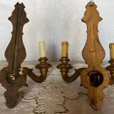 Pair of vintage painted wood wall lights