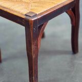 Suite of 6 chairs brutalist style straw and solid oak