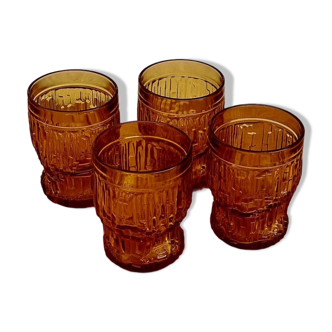 Lot de 4 verres à eau ambré vintage