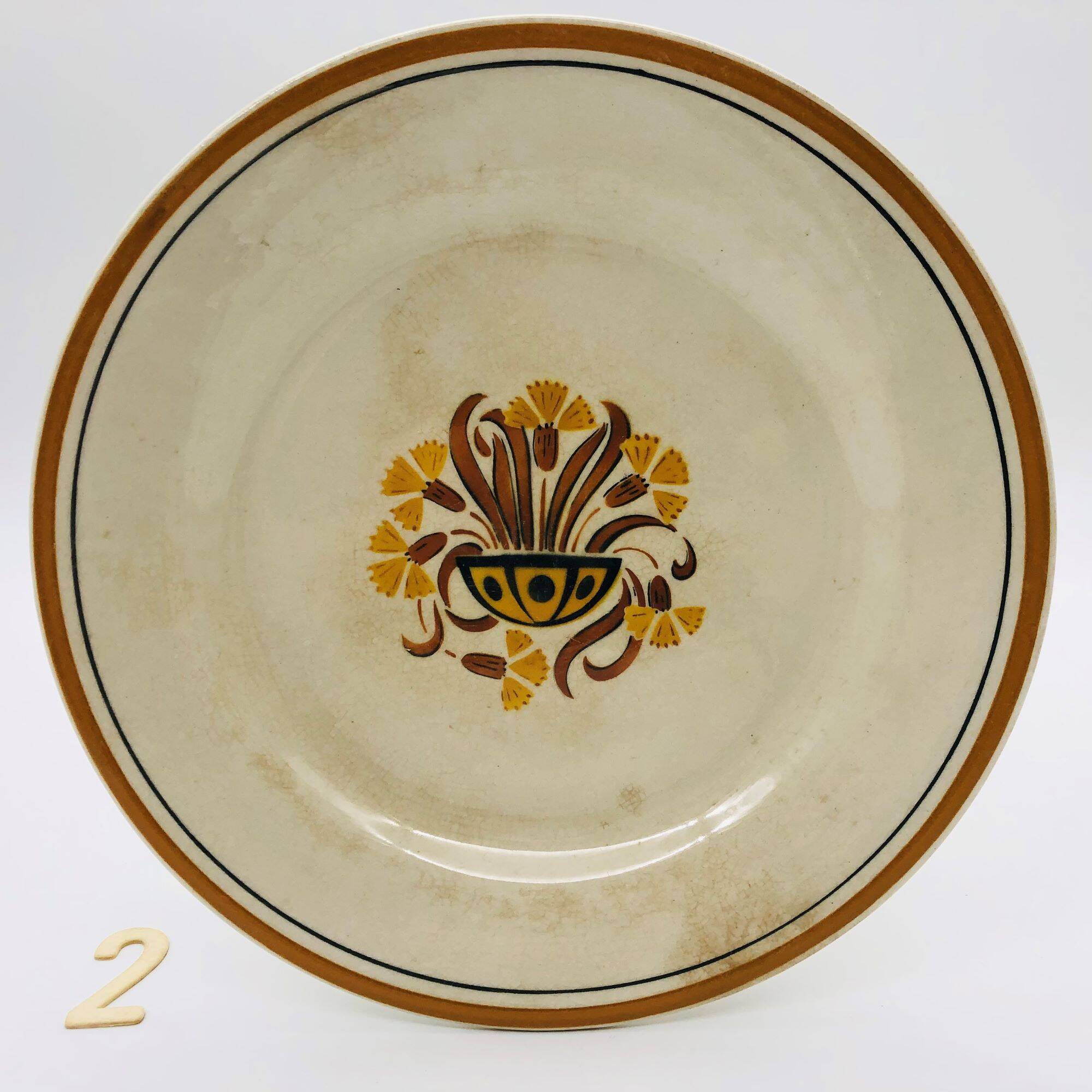 Set of 2 low compote bowls, Creil and Montereau – Carnation model.