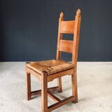 Handcrafted Oak and Rush Dining Chairs, Belgium, 1960s, Set of 6