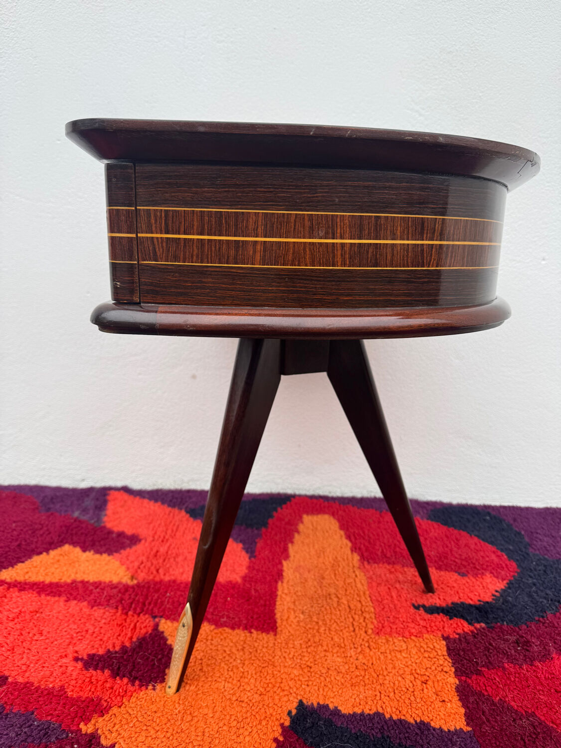 1950s half-moon tripod bedside table