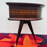 1950s half-moon tripod bedside table