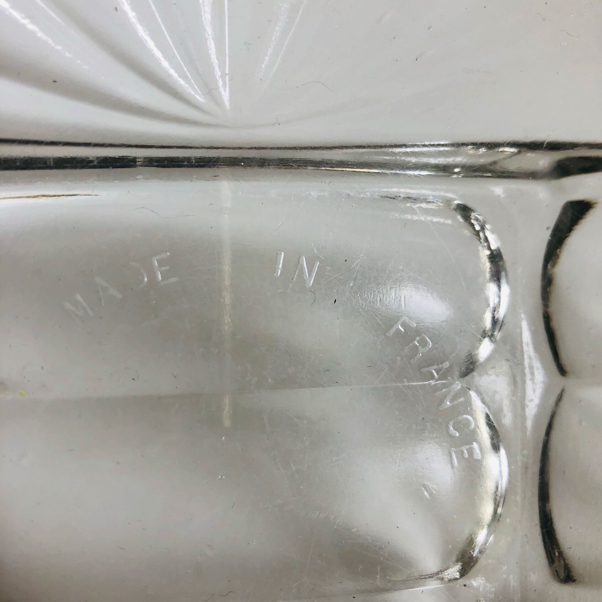 Art Deco pressed moulded glass bowl made in France