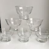 Set of 6 champagne glasses engraved 60s