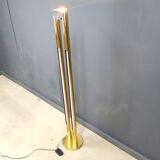 Vintage brass tube light floor lamp, 1980s