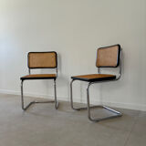 Paire de chaises Marcel Breuer noire cannage