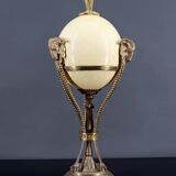 Neoclassical Lamp, Ostrich Egg & Bronze Animal Mount, c. 1900