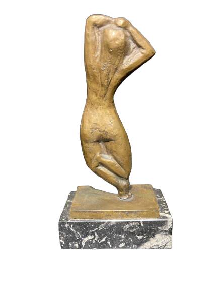 Bronze sculpture of a nude woman on a marble base, signed Patsoglo