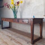 Monastery table, community table, 19th-century solid walnut console.