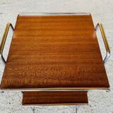 Vintage teak side table with shelves and magazine rack