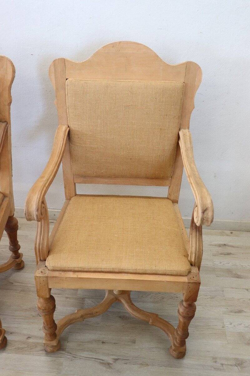 Jute and poplar wood armchairs, 1930s, set of 2