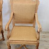 Jute and poplar wood armchairs, 1930s, set of 2
