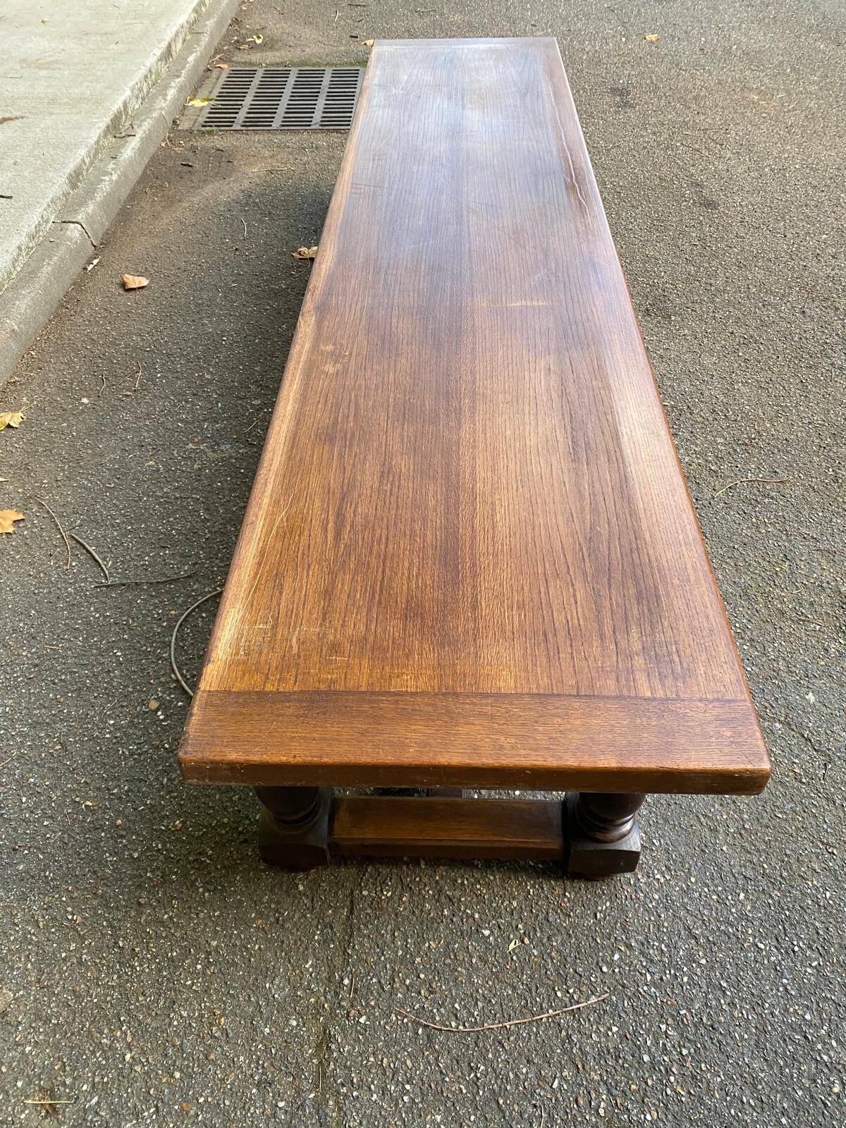Vintage 19th-century farmhouse bench in solid wood, 250cm