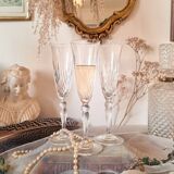 3 flûtes à Champagne en cristal