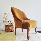 Dark ochre velvet toad armchair
