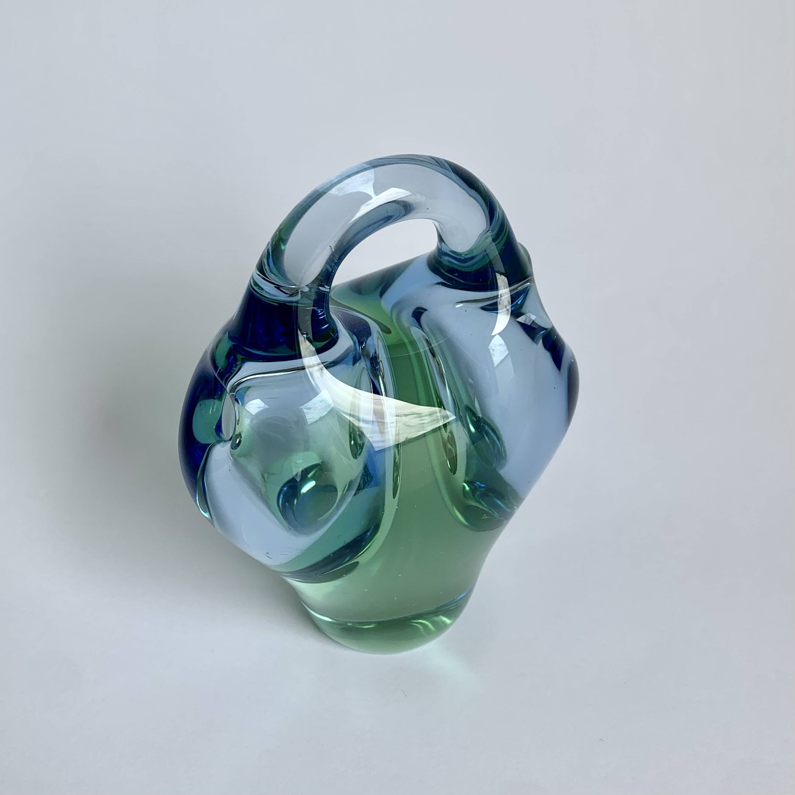 Art Glass Bowl in Blue by Jan Beranek for Skrdlovice, Czechoslovakia