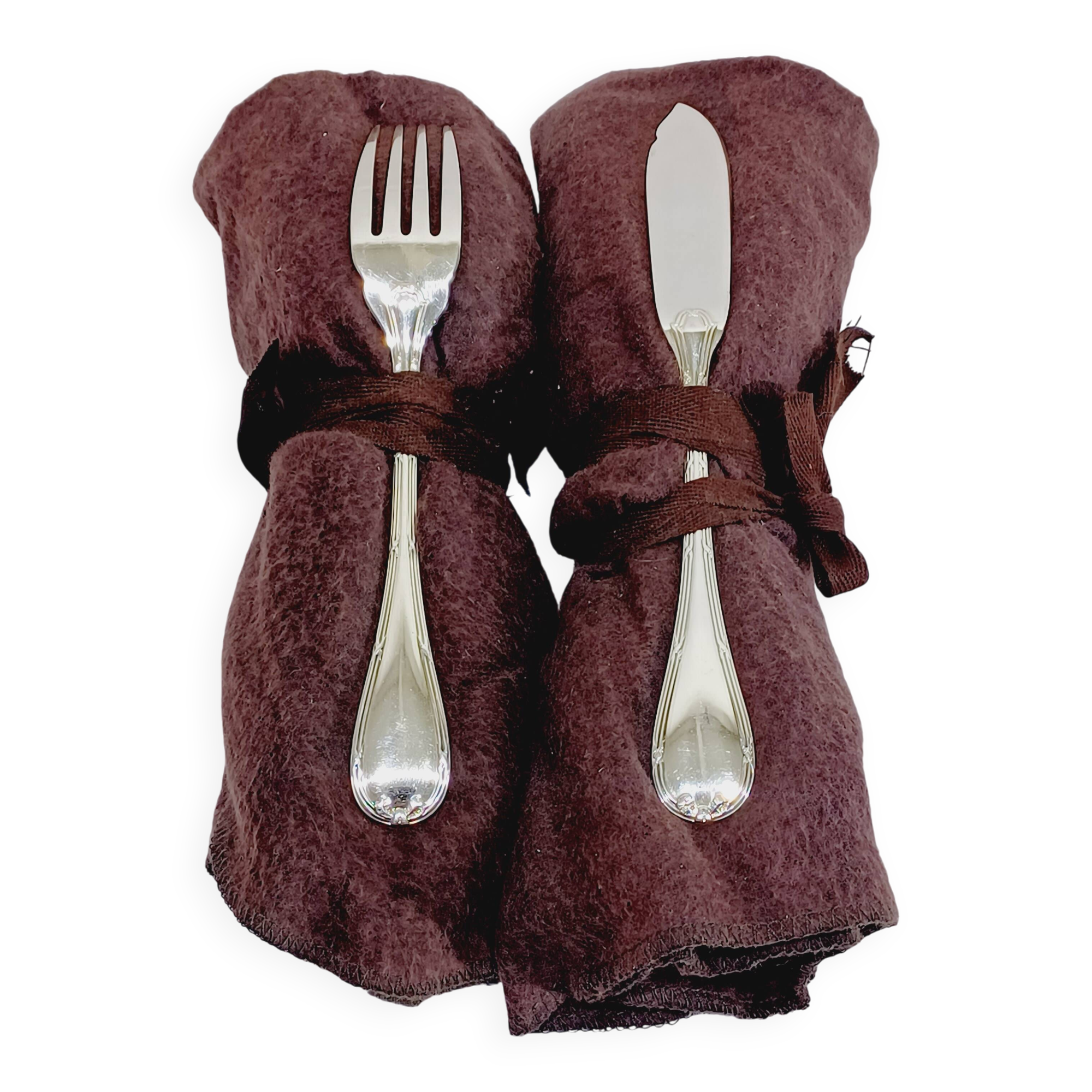 Christofle - 12 Silver-plated Fish Cutlery Sets, Ruban model