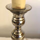 Pair of silver metal candle holder lamp bases