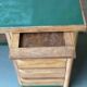 Vintage green Formica desk renovated in raw wood