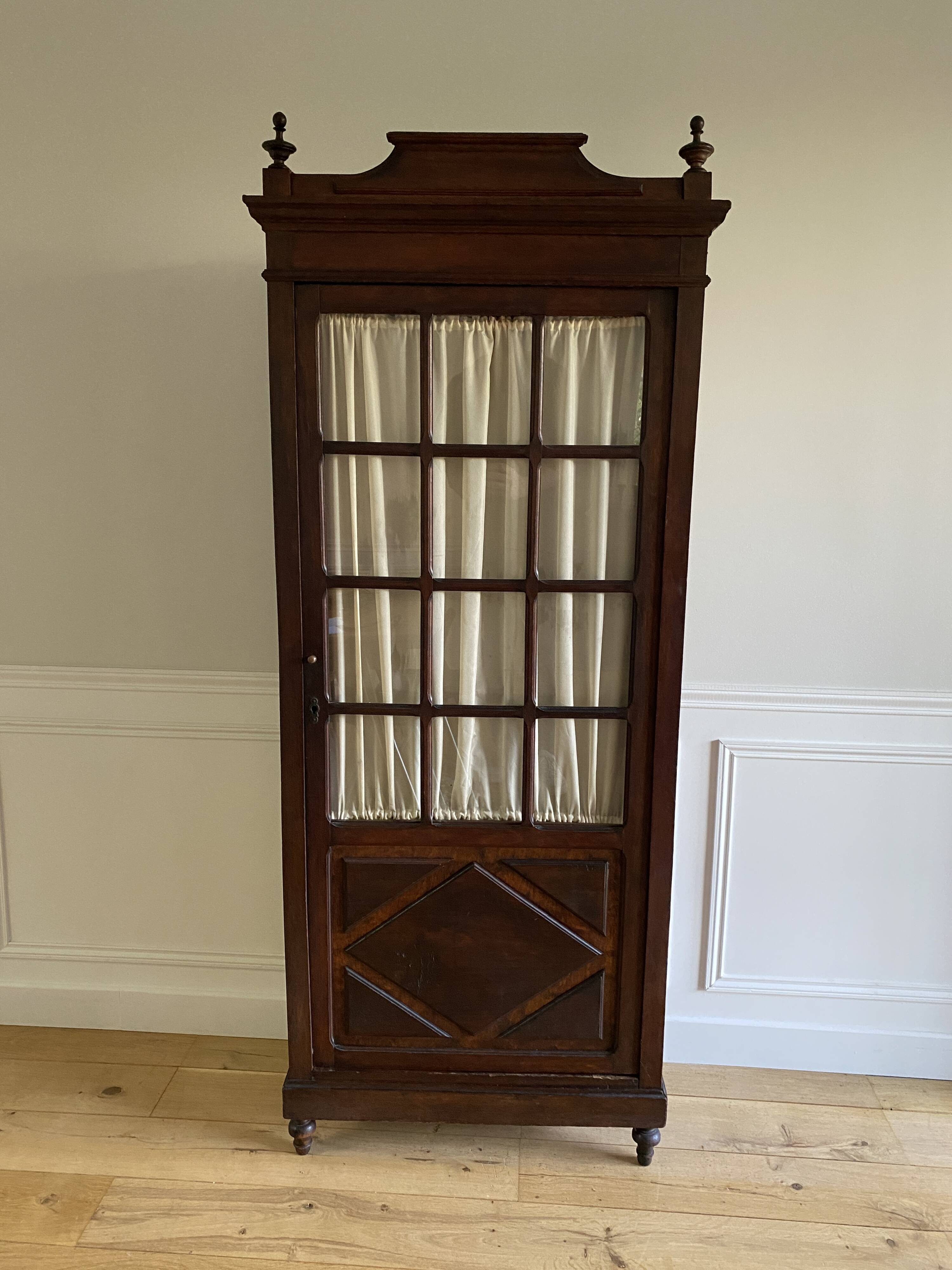 Parisian cupboard Bookcase Bonnetière glazed with small vintage tiles