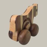 Small marquetry horse on wheels