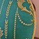 Old footrest, Napoleon 3, ball feet, antique style gilded embroidery fabric