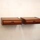 Set of vintage floating nightstands in teak with drawers *** Denmark 1970