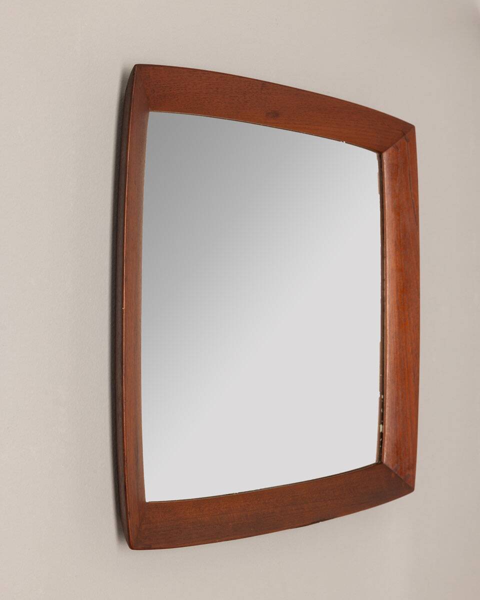 Vintage square mirror 60s in Teak Danish Design