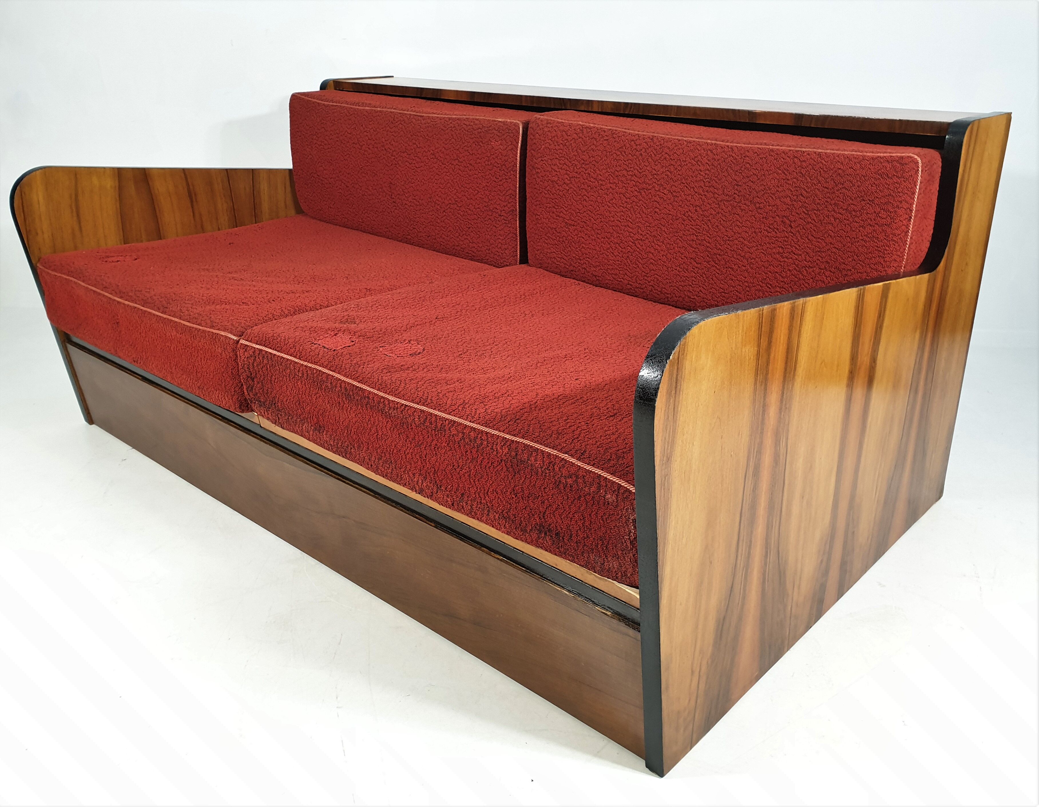 Art deco walnut sofa bed, 1960s
