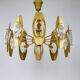 Oscar Torlasco brass chandelier of 25 inches with optical prism lenses, Italy, 1970s.