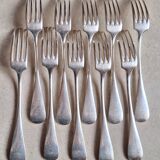 Set of 10 silver metal forks