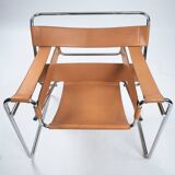 Wassily chair by Marcel Breuer, in brown leather, Italy, 1980s