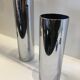 Pair of silver metal tube vases