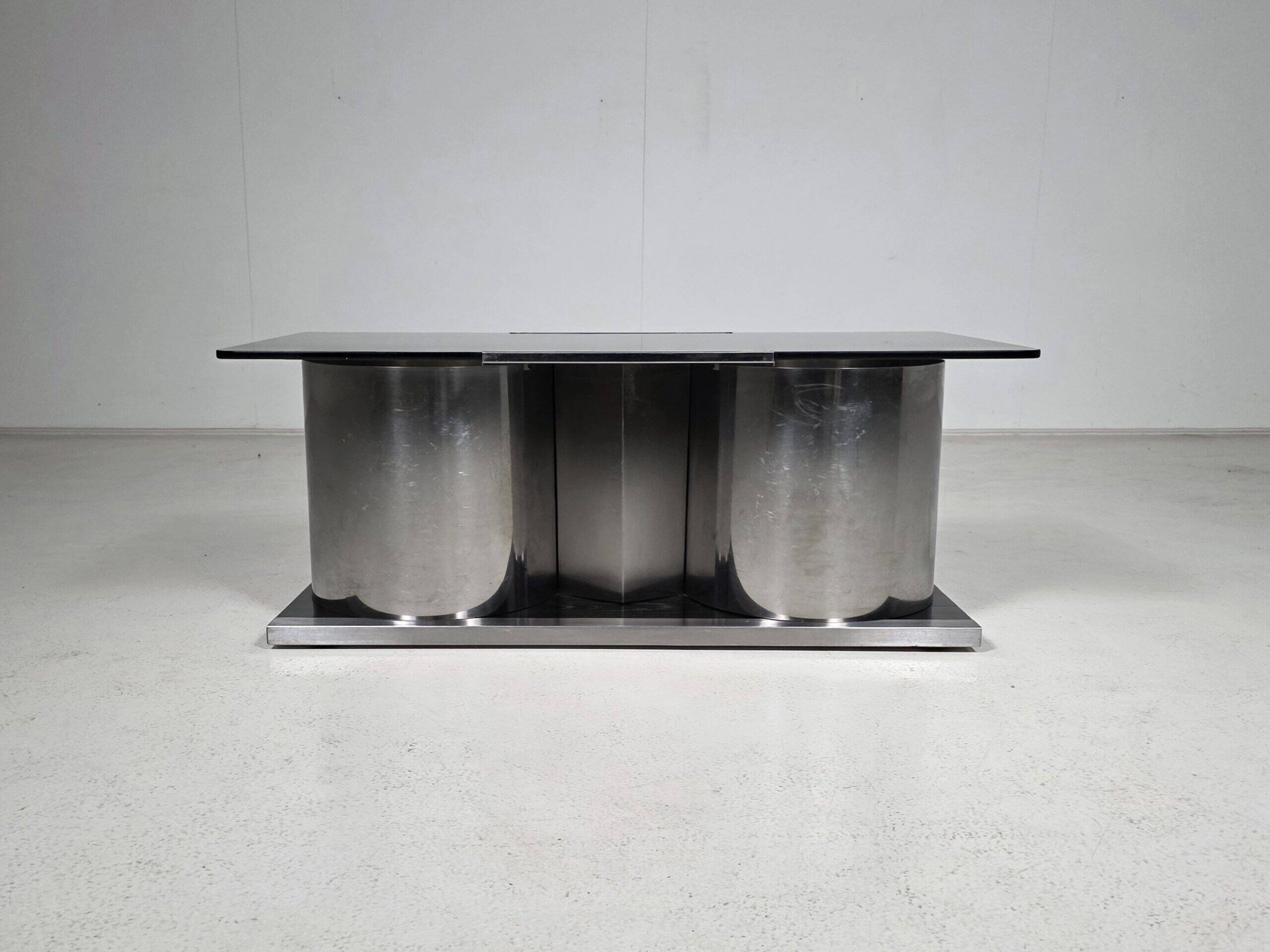 Table basse avec bar à sec dissimulé par Ludovico Acerbis pour Acerbis, Italie, 1970