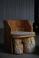 Brutalist Chair in Solid Wood & Lambswool Seat, Mid-Century Modern Swedish, 1960s