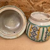 Old Jobbana Butter Jar Morocco Polychrome Earthenware 19th Century Vintage #B084