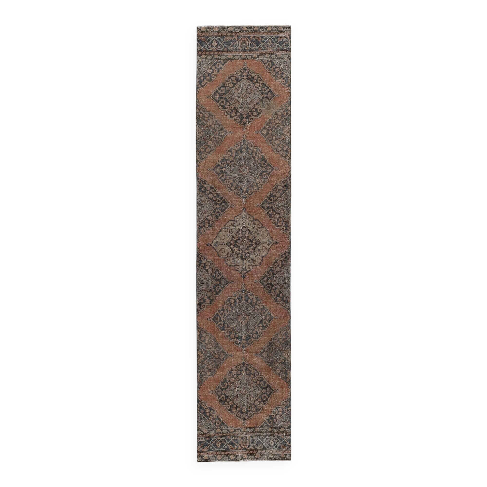 Vintage Turkish hallway rug 88x397 cm
