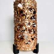 Brutalist Copper Shade Table Lamp By Aimo Tukiainen For Oy Moonlight, Finland, 1970S