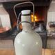 Bottle, hot water bottle, ceramic, old white, broken