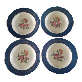 Set of 4 blue l'amandinoise Prestige plates