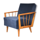 Fauteuil années 60 retapissé velours bleu